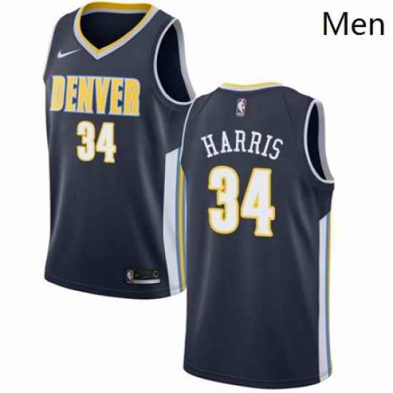 Mens Nike Denver Nuggets 34 Devin Harris Authentic Navy Blue Road NBA Jersey Icon Edition